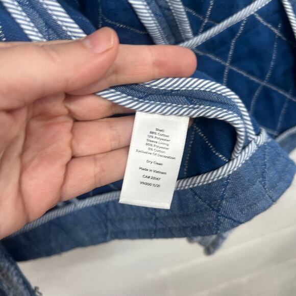 Classic Quilted Denim Jacket Talbots Blue Tweed Trim Size 12 - Picture 6 of 10